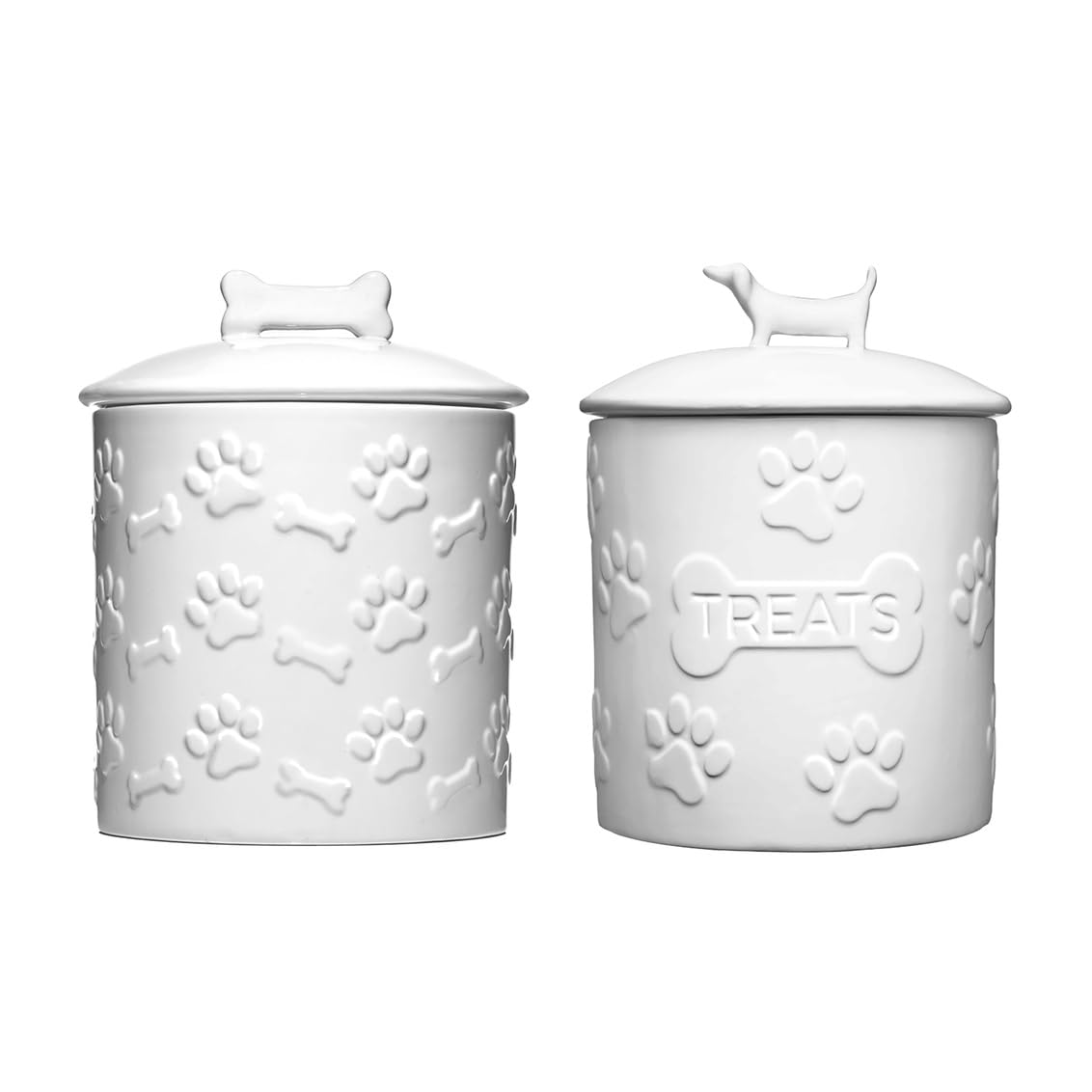 Godinger Storage Canister, Snack Jar, Cookie Jar, Kitchen Storage, Pantry Organization, Paw Prints Theme, Porcelain, Set of 2