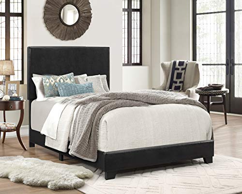 Snapklik.com : Crown Mark Erin Upholstered Panel Bed In Black