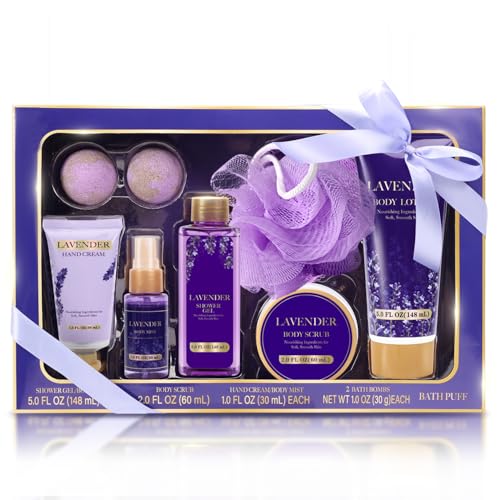 Image of SPA LUXETIQUE Bath Sets for Women Gifts, 8PC Lavender Luxury Spa Gift Box for Woman, Pamper Gift Sets with Body Lotion, Shower Gel, Birthday Gifts for Her, Mothers Day Gifts for Women, Mum