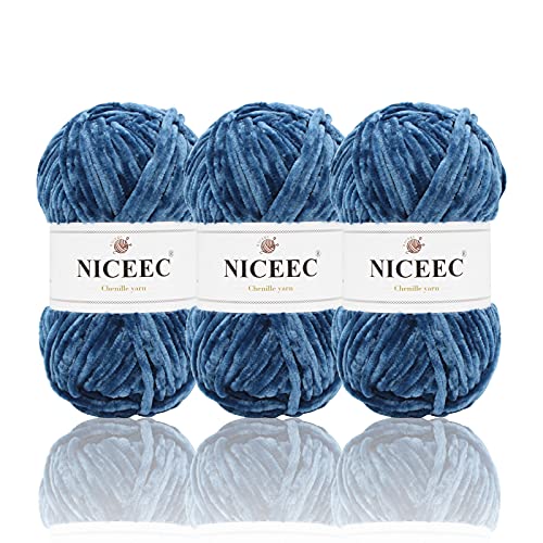 NICEEC 3 Knäuel weiches Chenille-Garn Cover