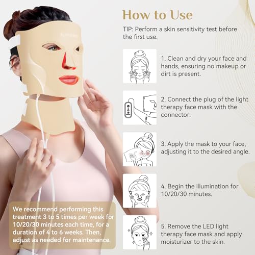 Image of Red Light Therapy for Face, LED Light Therapy Mask Skin Care Mask & Neck, LED Red & NIR Light Therapy Wavelength for Home Use, Working Travel Yoga Sleep yellow