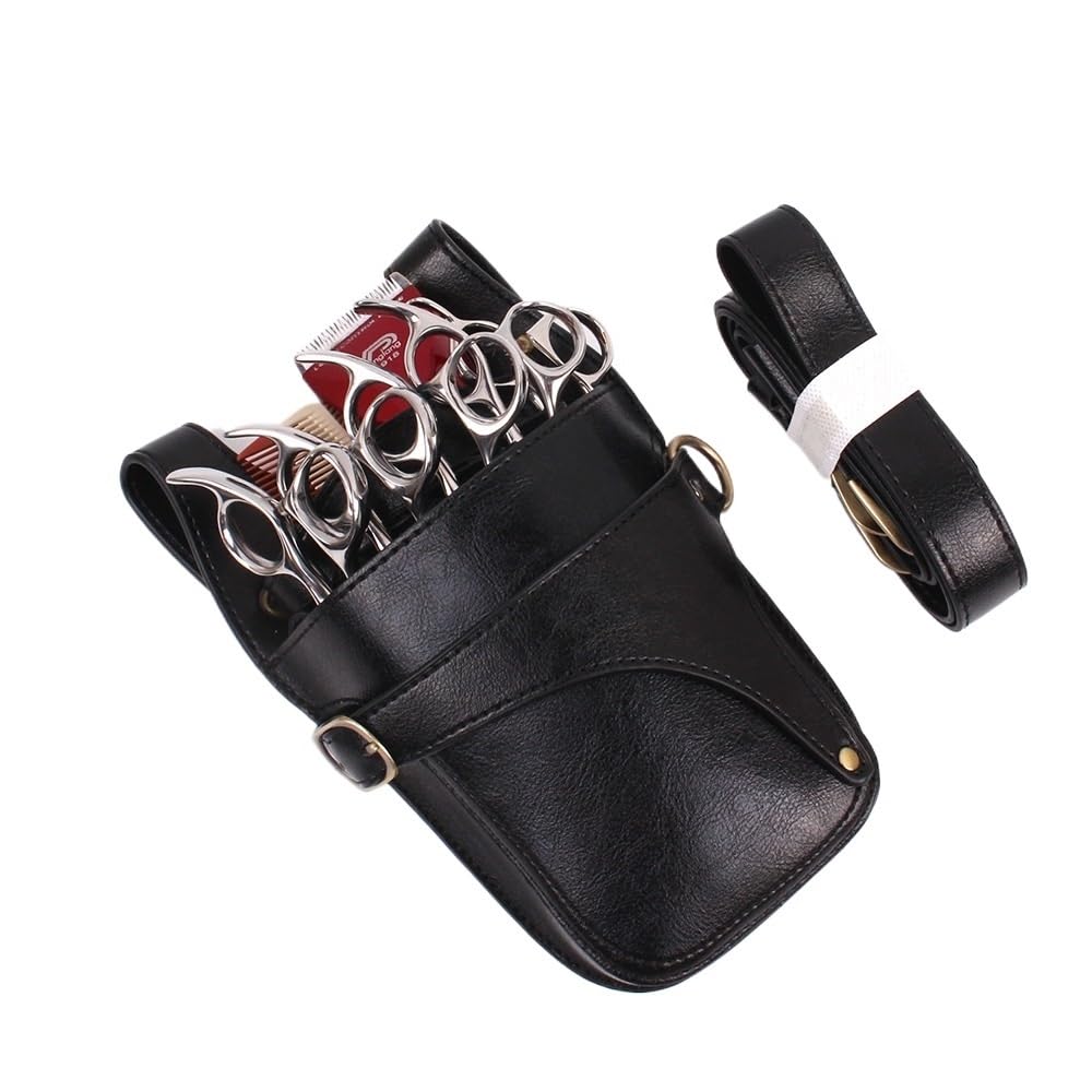 Friseurtasche, Haarscherentasche, Clip-Tasche, Friseurscheren-Holster, Beutelhalter, Etui mit Taillen-Schultergurt, Friseurtasche(Black)