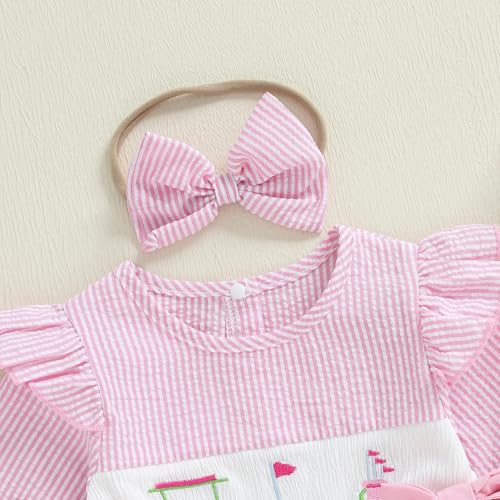 Baby Girl Fall Clothes Newborn Golf Embroidery Long Sleeve Smocked Bubble Romper Onesie Bodysuit Cute Golf Outfit3