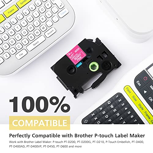 Replacement For Brother P-Touch Label Maker Tape Tze 12Mm 0.47 Inch Laminated Tz Colored Tape Compatible With Brother P Touch Label Maker Pt-D210 Pt-H110 Pt-1880 Pt-D400, 1/2" X 26.2', 5 Pack #TOP1