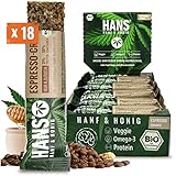 HANS Brainfood Bio Koffein Riegel mit 120mg Koffein | 100% natürlicher Koffeinriegel aus nur 4 Zutaten Hanfsamen, Honig, Maulbeeren & Espressobohnen | Energieriegel Wandern, Radsport, Sport