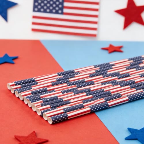 100 pitillos de papel con diseño bandera USA miniatura 6