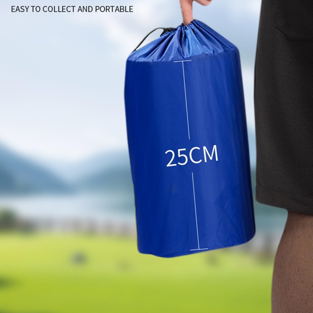 Materassino da campeggio leggero in nylon 40D robusto per trekking (blu navy) | Nylon 40D, antistrappo, leggero, imballato compatto, perfetto per escursioni e trekking