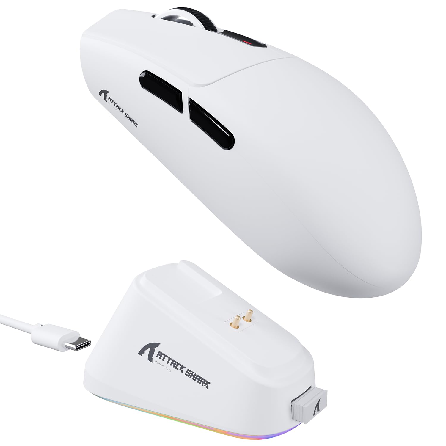 Ratón inalámbrico ATTACK SHARK G3PRO con base de carga magnética y sensor PAW3311 en color blanco 7