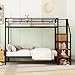 Harper & Bright Designs Metal Bunk Bed with Stairs and Wardrobe, Twin Over Twin Bunk Bed Frame with Storage Ladder, for Kids Teens Adults, Black