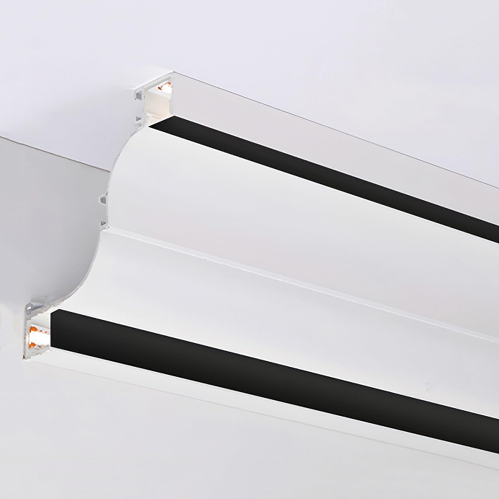 Perfil LED Moldura Corona Borde de Pared Doble Cara Canal de Iluminación en Tira, Difusor de Moldura de Corona LED para Cocina Baño, Sin Ranuras Hogar Carcasa de Barra de Luz de Techo(Black,1m (3.3 ft