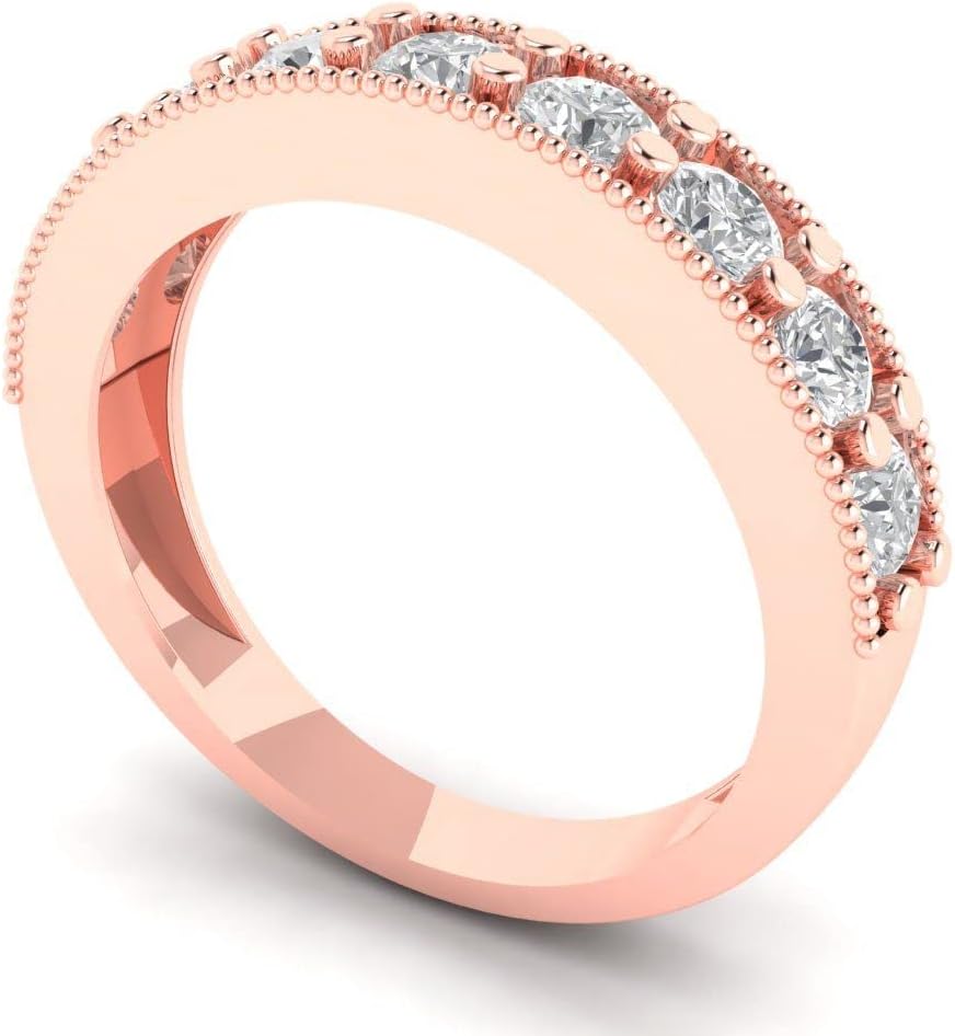 Clara Pucci 14K Rose Gold Wedding Band for Women | Stacking Classic Comfort Fit | Engagement Bridal Jewelry | 0.81 TCW Round Cut Simulated Diamond (2.9mm) - Image 2