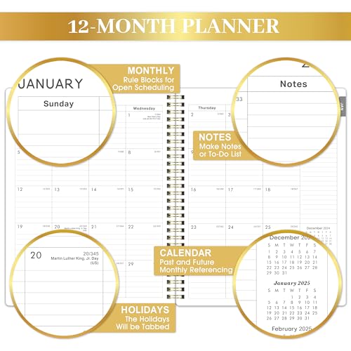 2025 Planner - JAN 2025 - DEC 2025, Planner/Calendar 2025, 2025 Planner Weekly and Monthly with Tabs, 8\" x 10\", Perfect Daily Organizer - Grey - Thumbnail 3