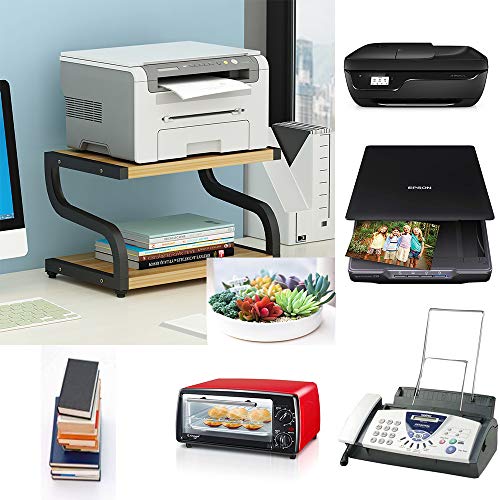 PUNCIA Office Desktop Laser Multifunction Printer Copier Scanner Shelf Stand Rack with Anti - Skid Pads for Desktop Organizer Storage Shelf Double Tier Tray for Microwave Oven Potted Plants(Brown) - Thumbnail 7
