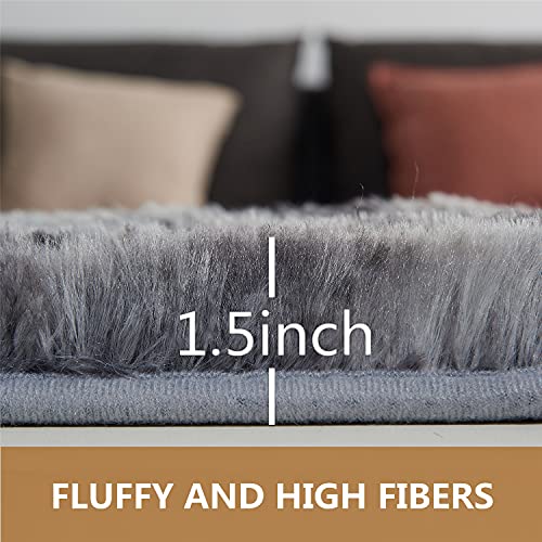 Arbosofe Fluffy Soft Area Rugs For Bedroom Living Room, Black&Gray Shaggy 8 X 10 Feet, Carpet Kids Throw Rug Nursery Fuzzy Plush Dorm, Luxury Home #TOP5