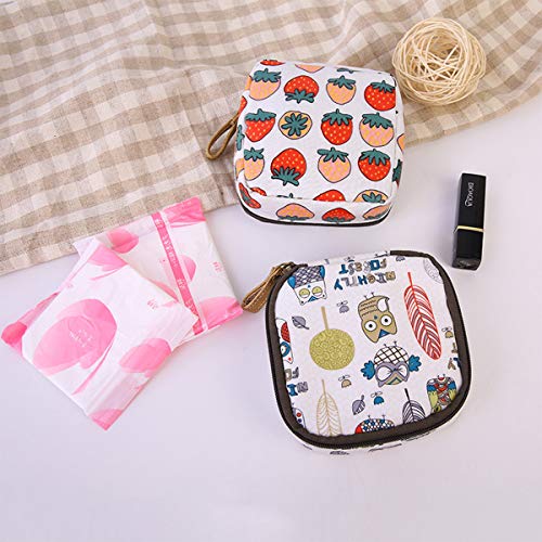 Sanitary Napkin Storage Bag,Menstrual Cup Pouch,2pcs Cotton Cloth Sanitary Napkin Pads Storage Bags Feminine Menstruation First Period Bag for Teen Girls Women Ladies - Thumbnail 3