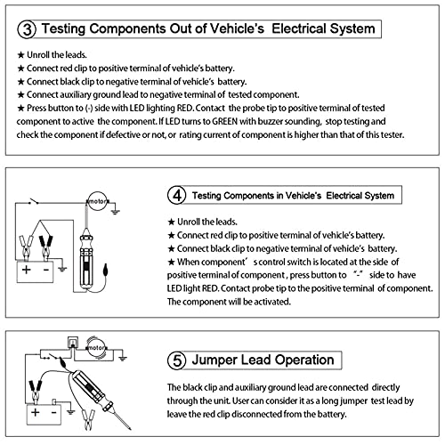 Houshome Testador de circuito elétrico de carro Localizador de curto e circuito aberto Sonda de ener