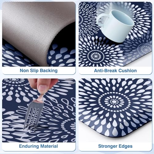 LuxStep Kitchen Mats for Floor,0.47 inch Thicker Cushioned Rug Anti-Fatigue Mats for Kitchen Decor Accessories,Waterproof Non-Slip Mats and Rugs Set for Office,Laundry 17.3\"×29\"+17.3\"×47\",Blue - Thumbnail 5