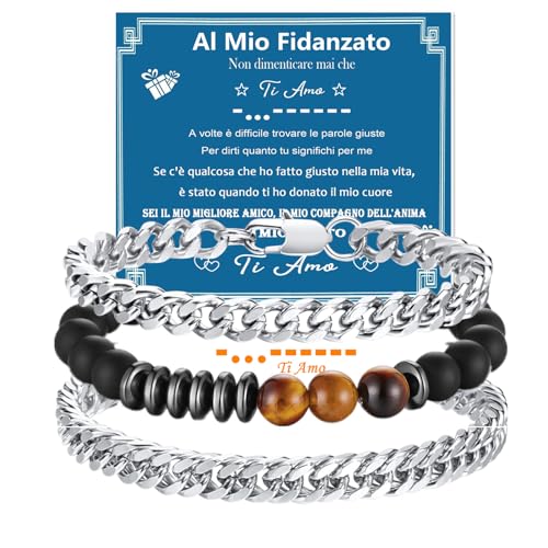Regalos para hombres, marido, amigo, pulsera de piel para hombre, con grabado "Ti Amo", aniversario de boda, regalo de cumpleaños, regalo de amor para hombres, 22.5cm, Cuero