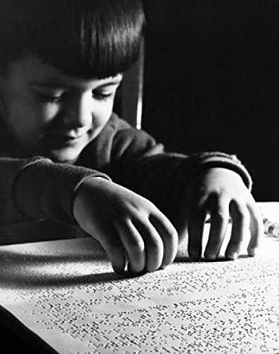 Blind boy reading Braille Poster Print (24 x 36)