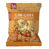 GIN GINS Mandarin Orange Ginger Chews – Natural Fresh Ginger Candy by The Ginger People – Individually Wrapped Healthy Candy – Mandarin Orange Flavor – Large 1 lb Bag (16oz) – Pack of 1