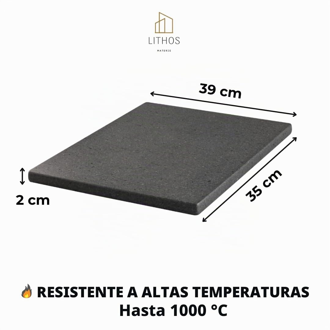 Kit de piedra antiadherente volcánica ollar Etna para pizza 39 x 35 x 2 + pala para horno eléctrico a gas y barbacoa para carne, pescado y verduras refractaria