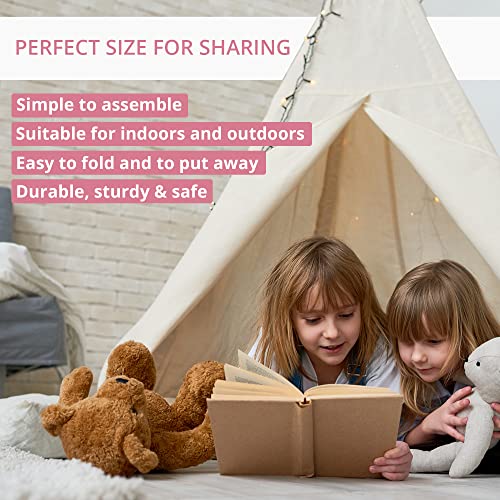 Canicove Teepee Tent for Kids - Award Winning 100% Cotton Play Tent - Large Indoor/Outdoor Tipi for Boys & Girls + Free Fun Flags! (Pink Stripes) - Afbeelding 7