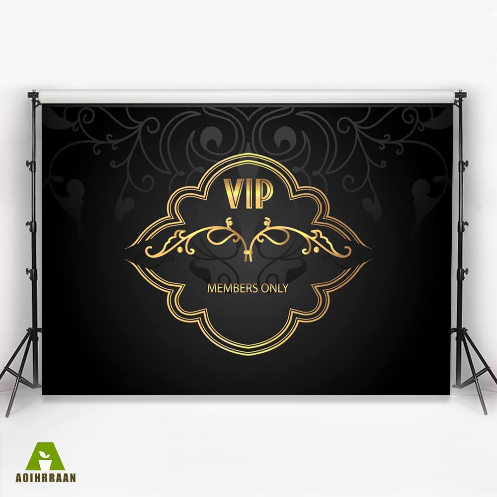 Aoihrraan 3x2m VIP Tema Fotografia Sfondo Membri solo VIP classica fiore modello nero oro stile Sfondo Compleanno ballo di fine anno festa arredamento banner vlogger ritratto foto video prop