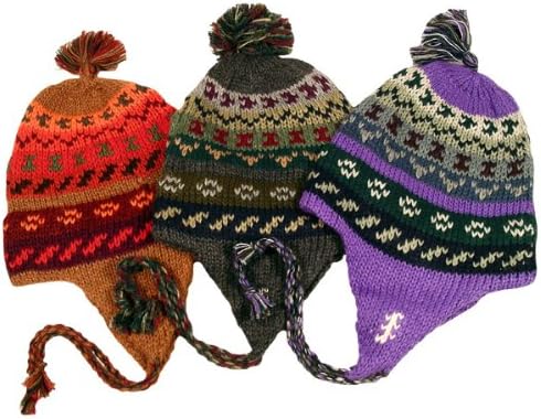 Sanyork ArtisansFair Trade 100% Alpaca Chullo Beanies Set of Three Hand Knit One Size Fits All