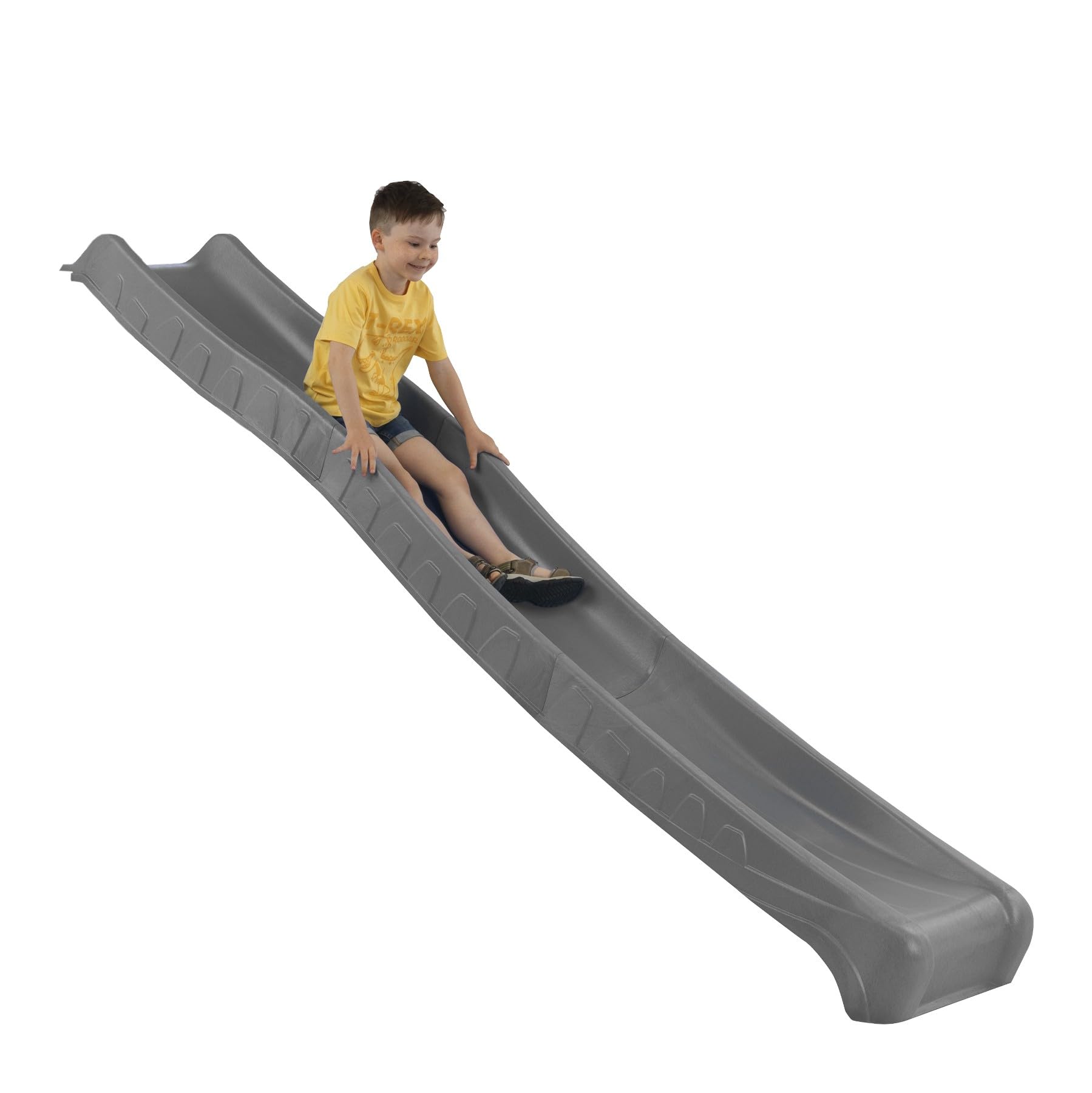 Tobogán infantil de 280 cm en color antracita con conexión de agua, altas propiedades de deslizamiento gracias al moldeo por inyección en cascada TSG, para torre de juego, altura del pedestal de 150