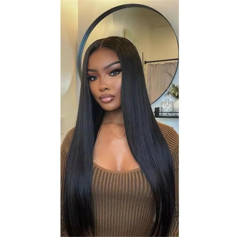 Raw Vietnamese Bone Straight Human Hair Wig SDD Natural Black(HD 13x4 Full Frontal,30 inch)