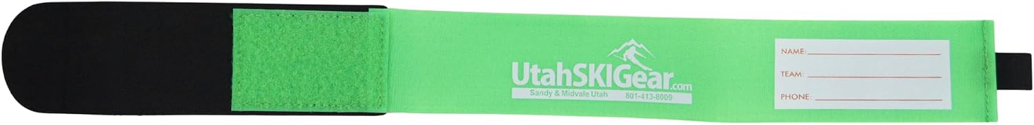 Utah Ski Gear Collab Ski Straps Pair – Green Adjustable Ski Straps with Foam Base Pad, Protect Skis & Wax, Easy Carry Ski Holder for Travel, Storage & Car Transport, Fits Most Downhill & Nordic Skis