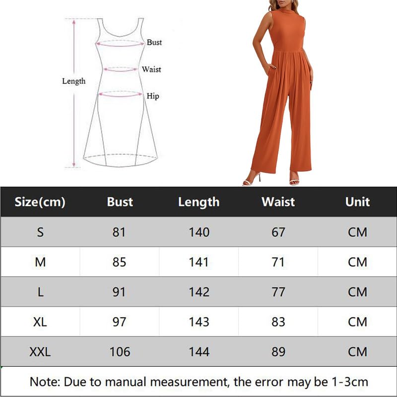 Haibang Tuta Jumpsuit Donna Elegante Girocollo Monopezzi e Tutine Estiva Tuta Intera Senza Manica Pagliaccetti Lungo a Gamba Larga Cerimonia Cocktail Overall Casual Playsuit Moda Rompers con Tasche