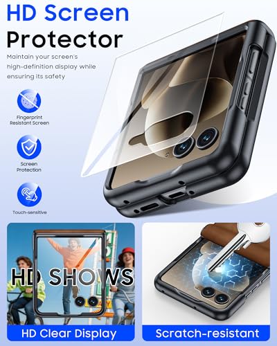 Image of Magnetic for Motorola Razr Ultra 2026 /2025 Case with Hinge Protection, Screen Protector, Fit for Magsafe, Ultra-Thin PU Leather Matte PC Shockproof Cover for Razr Ultra 2026 /2025-Brown