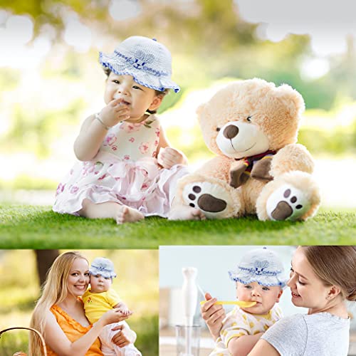 Image of SNOWIE SOFT Baby Hats for Girls, Hat for Baby Girl, Summer Hat Rabbit Ears Sun Hat Blue Stripy Bucket Hat for Outdoor UV Protection Baby Cap 6-12 Months