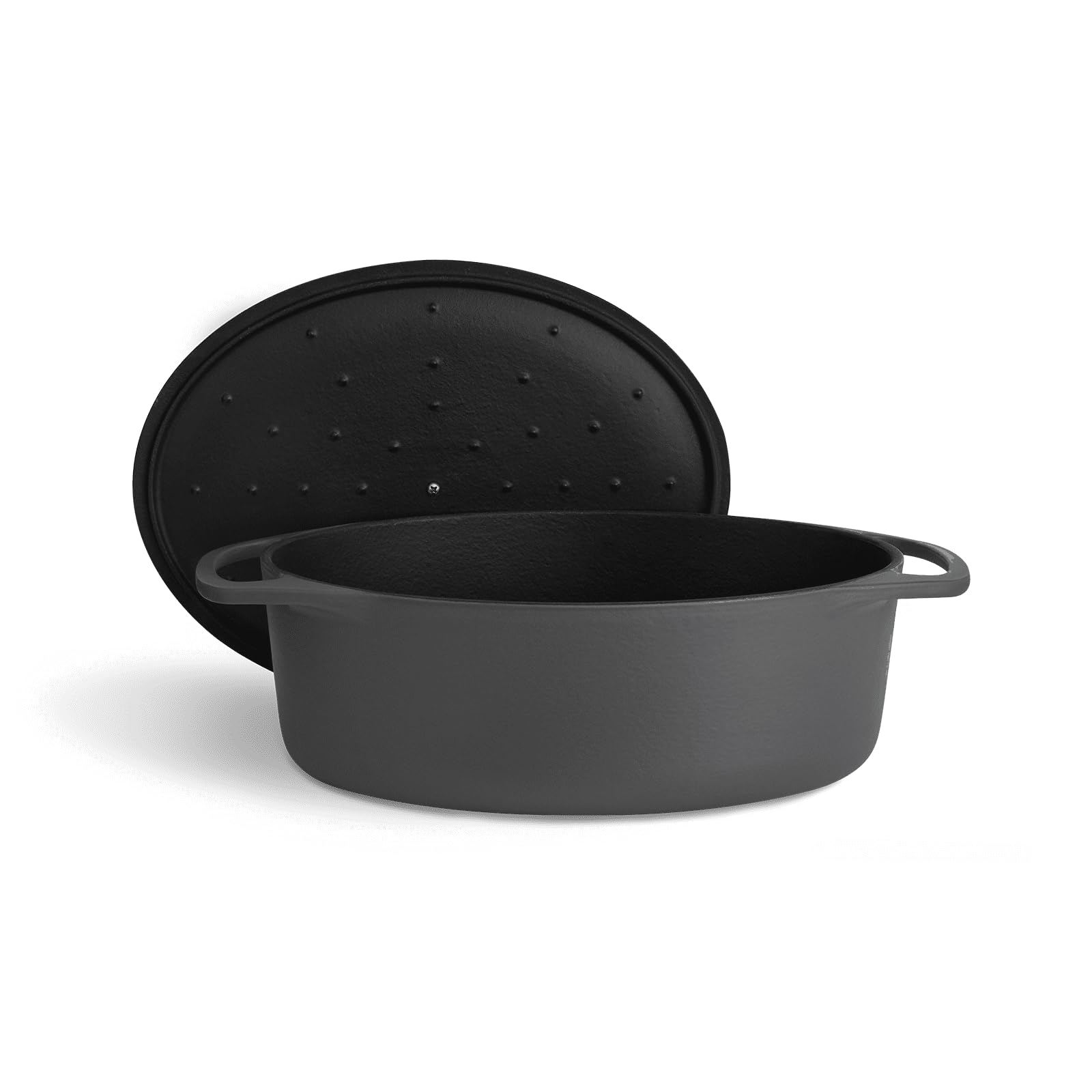 SPRINGLANE Cocotte mit Deckel, Grau, oval, 33 cm, 6,5 L, Gusseisen Bräter, Schmortopf Induktion…