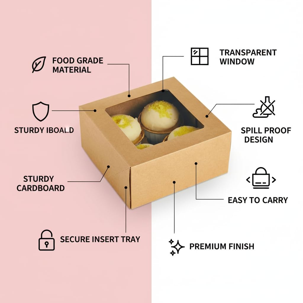 Cupcake Boxes - Pack of 25 Window Boxes -3