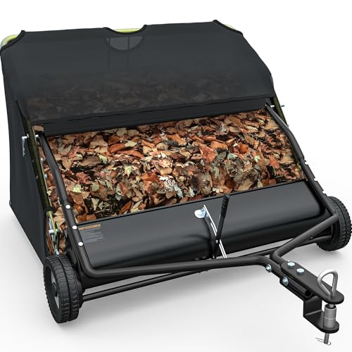 YINTATECH 42in Lawn Sweeper Tow Behind, 20 cu. Ft Leaf Grass Collector, Garden Yard Sweeper Pull...