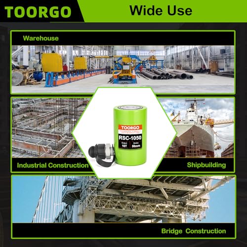 Image of 10 Ton Hydraulic Cylinder Jack,2 inch Stroke Hydraulic Ram Jack, Porta Power Automatic Retracting Jack, Green