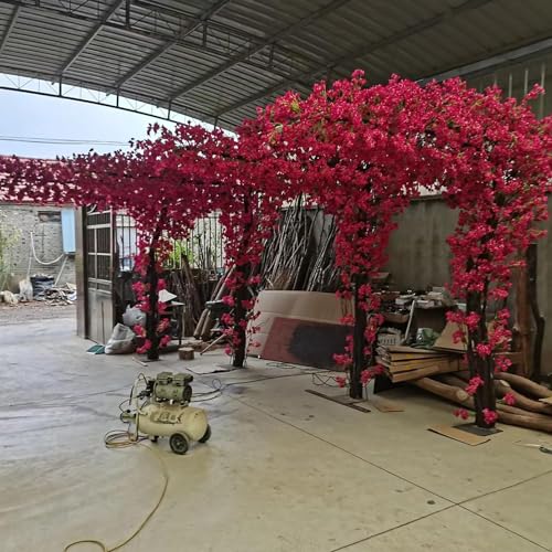 Image of Large Artificial Tree Pink Artificial Bougainvillea Tree for Indoor Outdoor Landscape and Venue Decoration(2.5x2m)