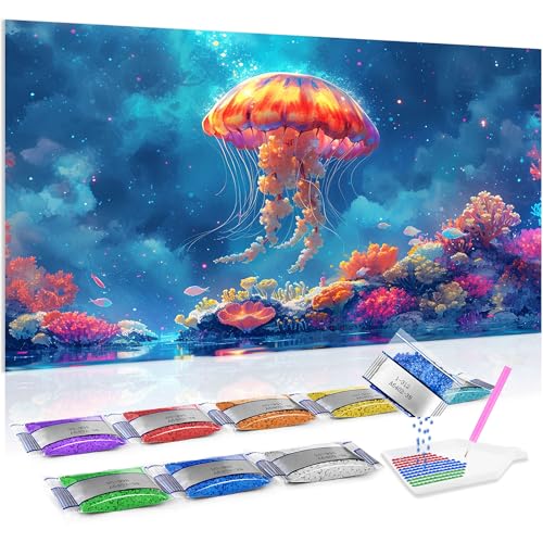 Pintar con diamantes medusa glicina: cuadro grande de 70x40 cm Jumpdot para manualidades DIY