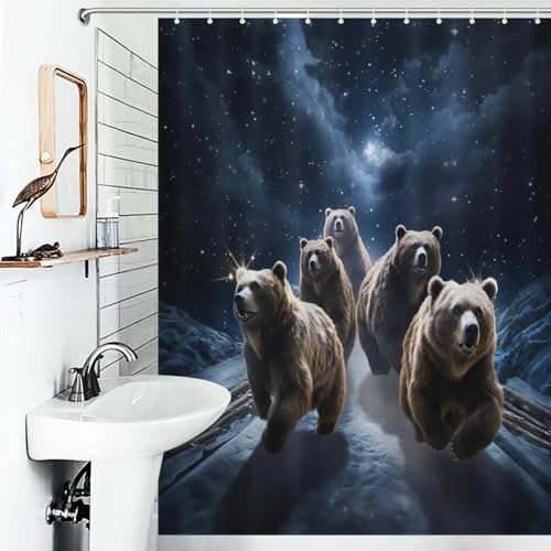 Rideau de douche ours imperméable en polyester lavable pour baignoire d'angle 140x183 cm - 6
