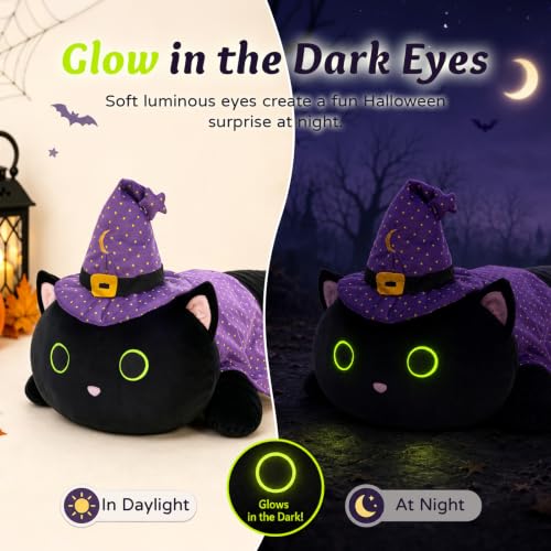 Image of MaoGoLan 44 inch Black Cat Stuffed Animal, Halloween Cat Body Pillow Gift Decor