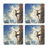 Juego de 4 posavasos cuadrados de corcho para escalada en roca, respaldo de corcho antideslizante para bebidas frías y calientes