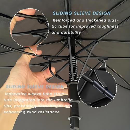 Image of Golf Umbrella Large 62 /68 /72 Inch, Extra Large Oversize Double Canopy Vented Windproof Waterproof Umbrella, Automatic Open Golf Umbrella for Men and Women and Family
