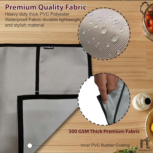 Image of NABAAT Premium Fridge Cover Top for Single Door Refrigerator Kitchen Decor Durable Dustproof Waterproof Modern Design with 6 Side Pockets for Kitchen Accessories - 130 x 54cm (Light Grey)
