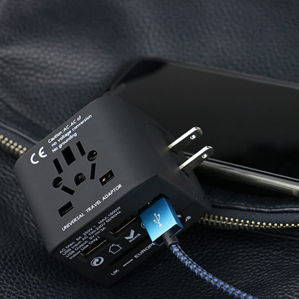 Adaptador de Viaje Mundial Universal, Enchufe de Viaje de Viaje Mundial, Cargador de energía C.A. Adaptador de Enchufe con 3 USB Puertos (Color : A)