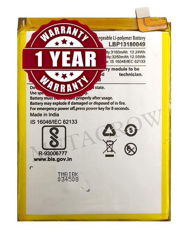 Image of Original LBP13180049 Battery Compatible for Lava Z92 - (3260mAh) - 1 Year Warranty JK1