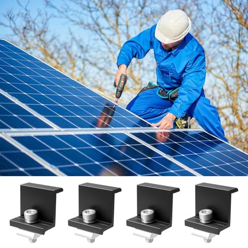8 Stk. Solarmodul Halterung Endklemmen, Photovoltaik Solarpanelen Randklemme Halterungen, Solar Panel Solarmodul Befestigung Halterung Befestigungssystem für Solarpanel 30 mm（Schwarz）