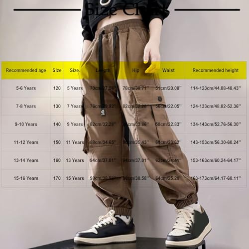 Kids Cargo Pants Boys Girls Casual Pant Outdoor Hiking Pants Drawstring Workout Trousers Tactical Jogger Pant3