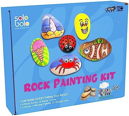 Kalakaram Kids Rock Painting Kit, with Re-usable Rock, Ultimate All in ...